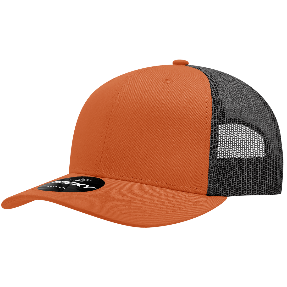 Decky 6021 6 Panel Mid Profile Classic Trucker - ORN/BLK