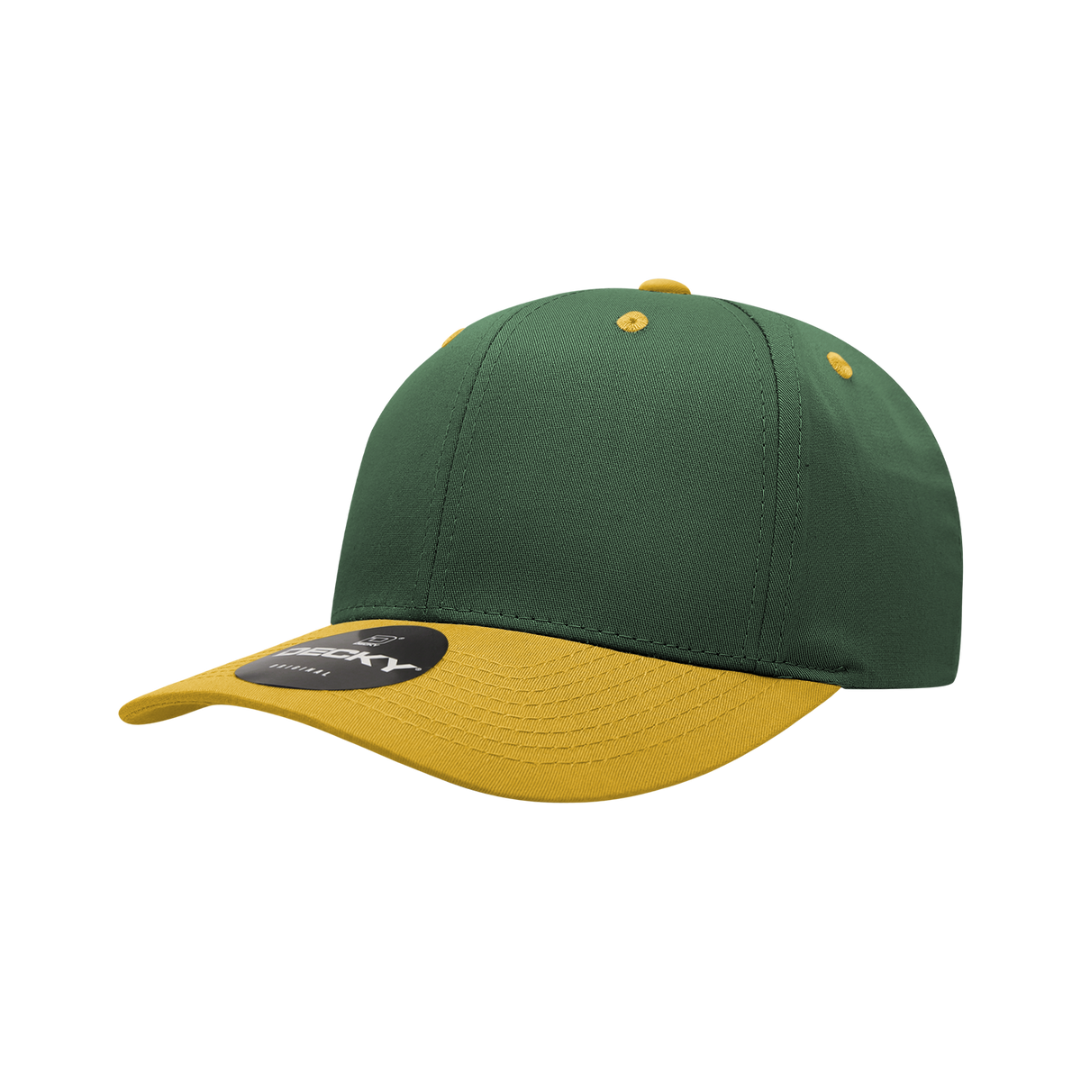 Decky 6022 6 Panel Mid Profile Structured Cotton Snapback - Forest/Gold