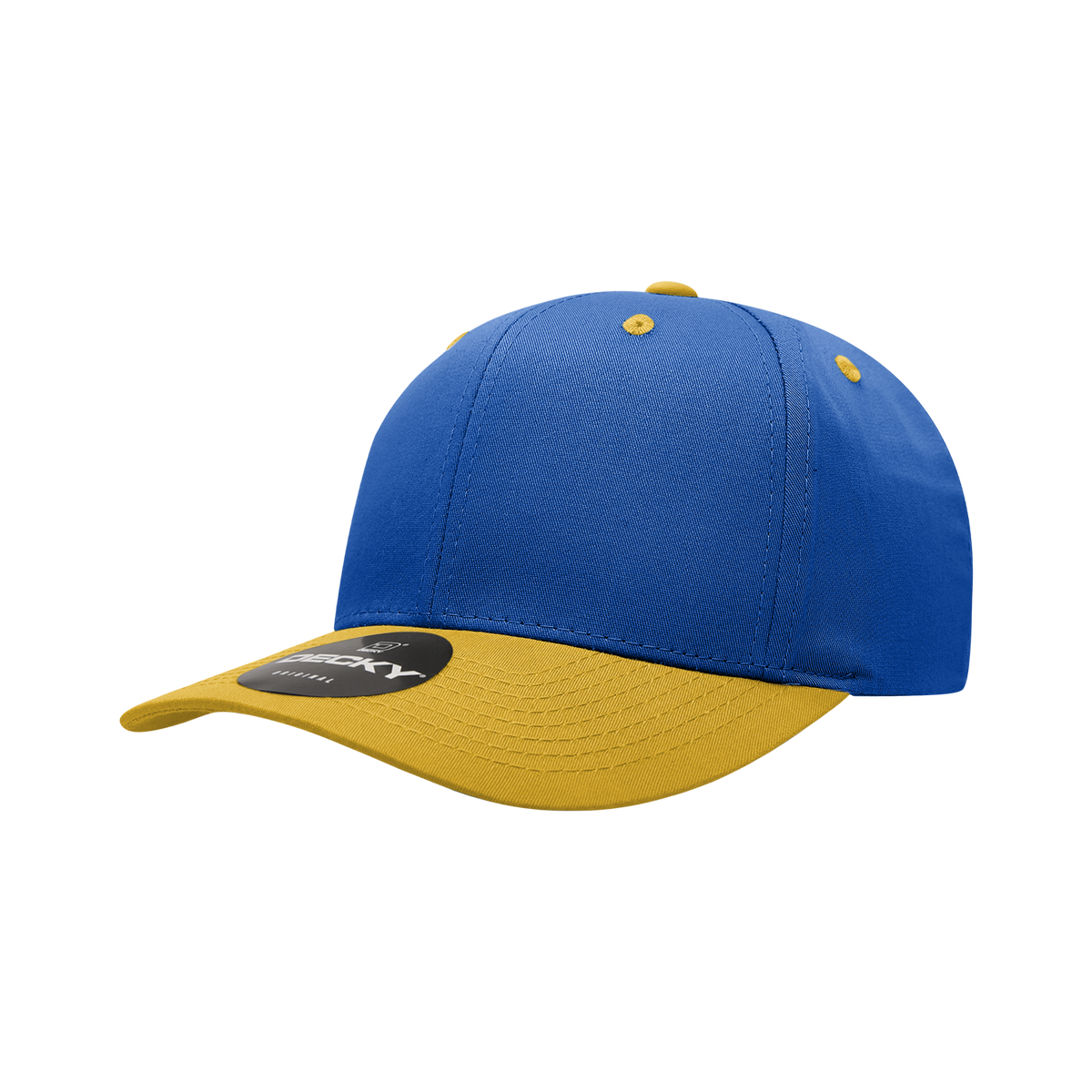 Decky 6022 6 Panel Mid Profile Structured Cotton Snapback - Royal/Gold