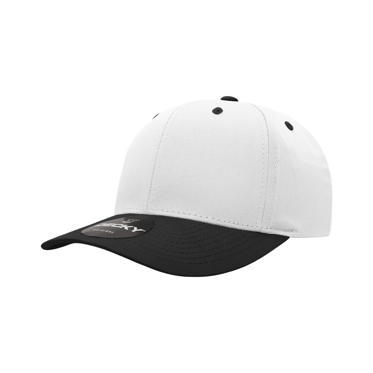 Decky 6022 6 Panel Mid Profile Structured Cotton Snapback - White/Black
