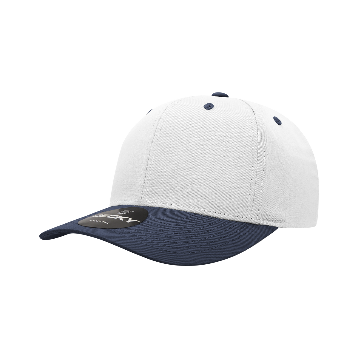 Decky 6022 6 Panel Mid Profile Structured Cotton Snapback - Wht/Nvy