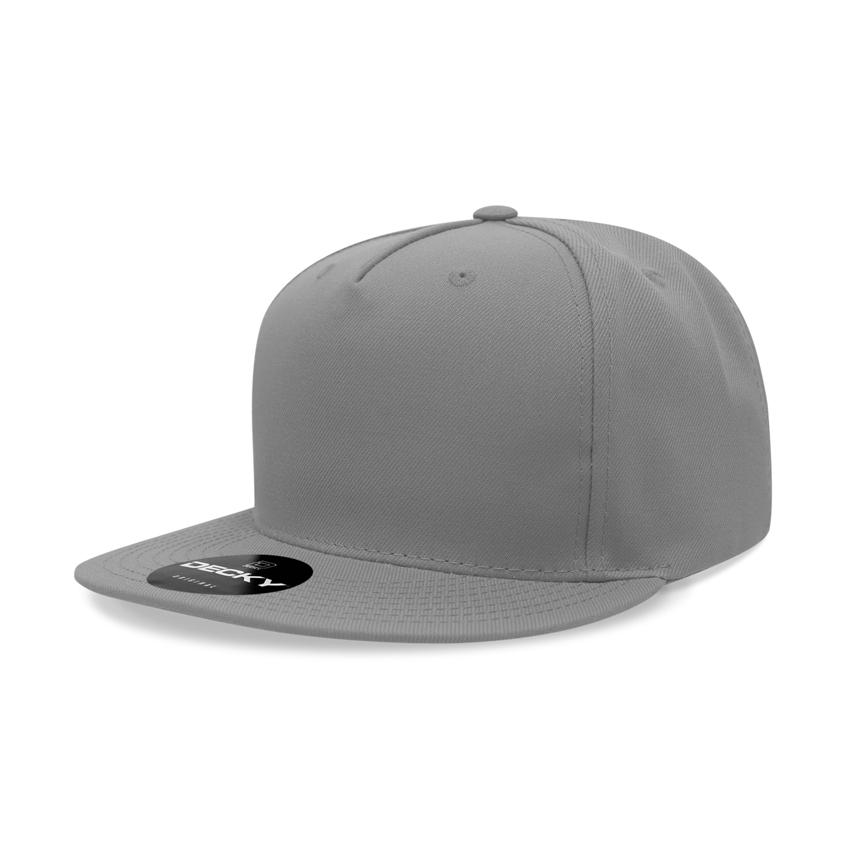 Decky 6029 5 Panel High Profile Polyester Flat Bill Snapback - Heather Grey