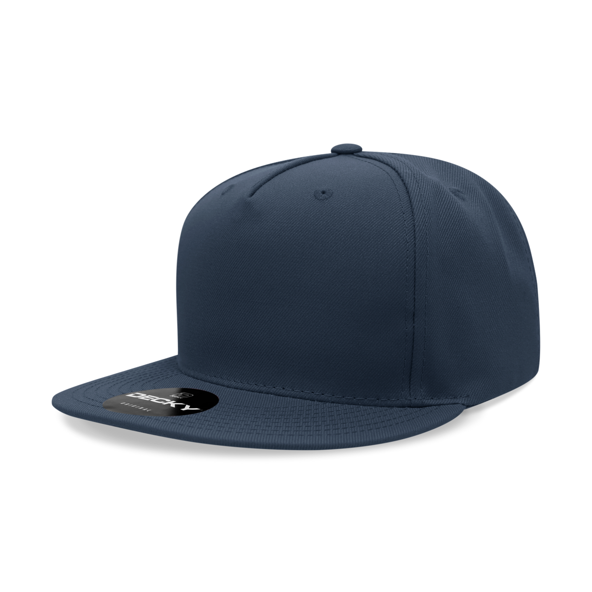 Decky 6029 5 Panel High Profile Polyester Flat Bill Snapback - Navy