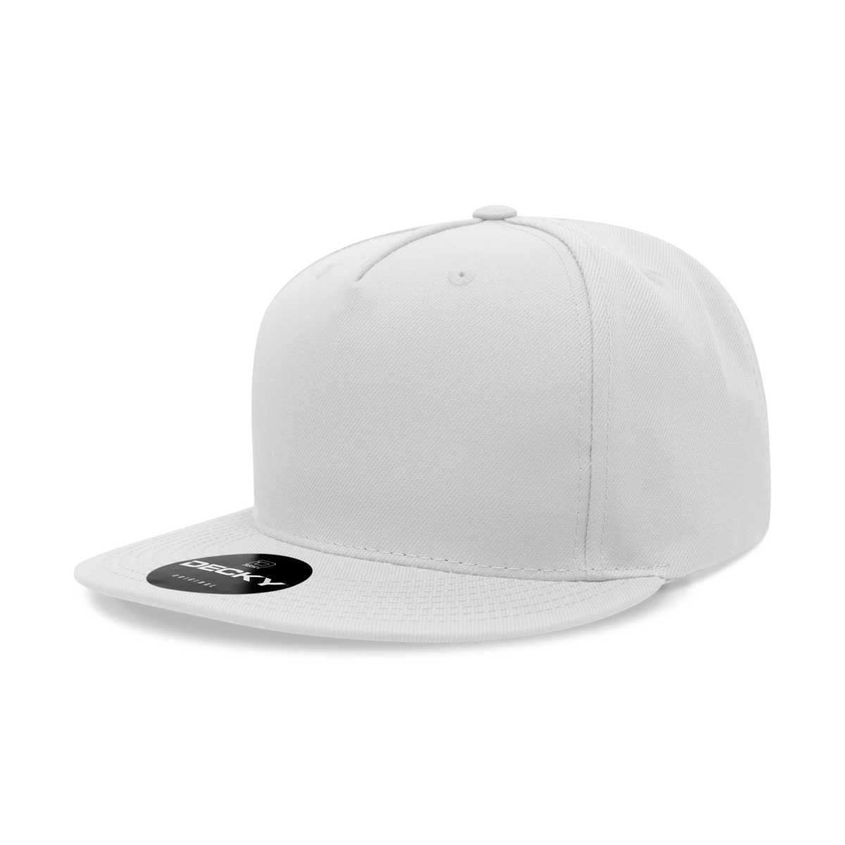 Decky 6029 5 Panel High Profile Polyester Flat Bill Snapback - White