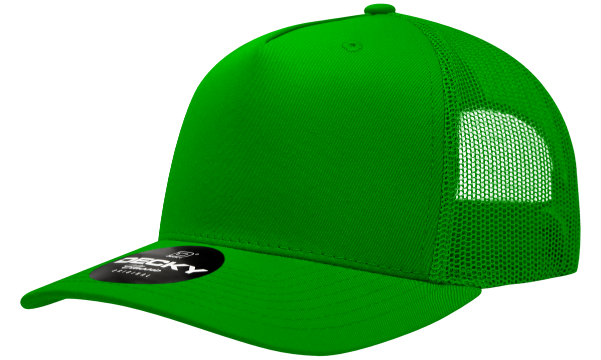 Decky 6030 5 Panel Mid Profile Structured Cotton Blend Trucker - Kelly