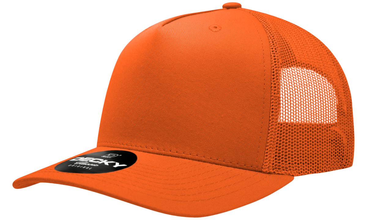 Decky 6030 5 Panel Mid Profile Structured Cotton Blend Trucker - Orange