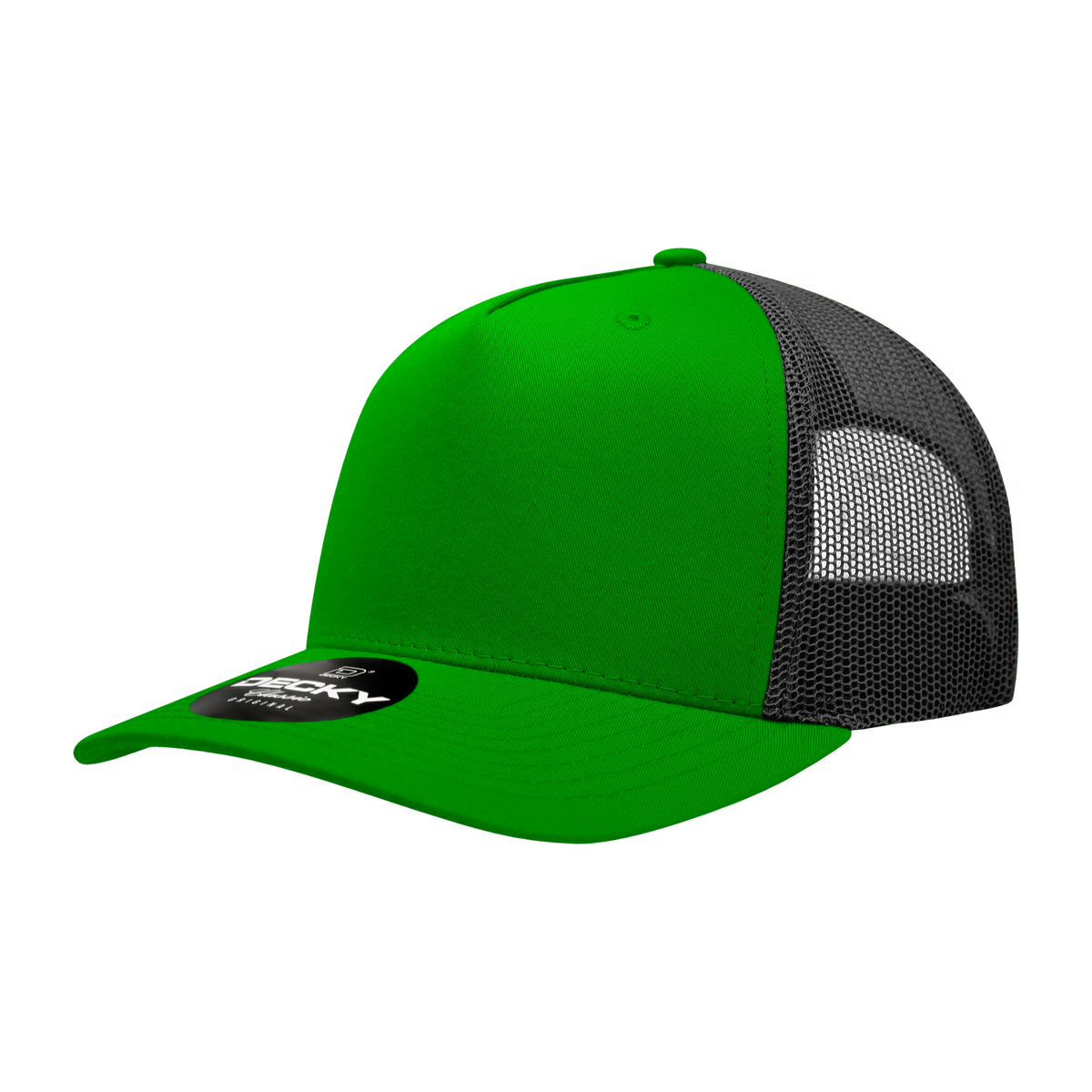 Decky 6030 5 Panel Mid Profile Structured Cotton Blend Trucker - Kelly/Black