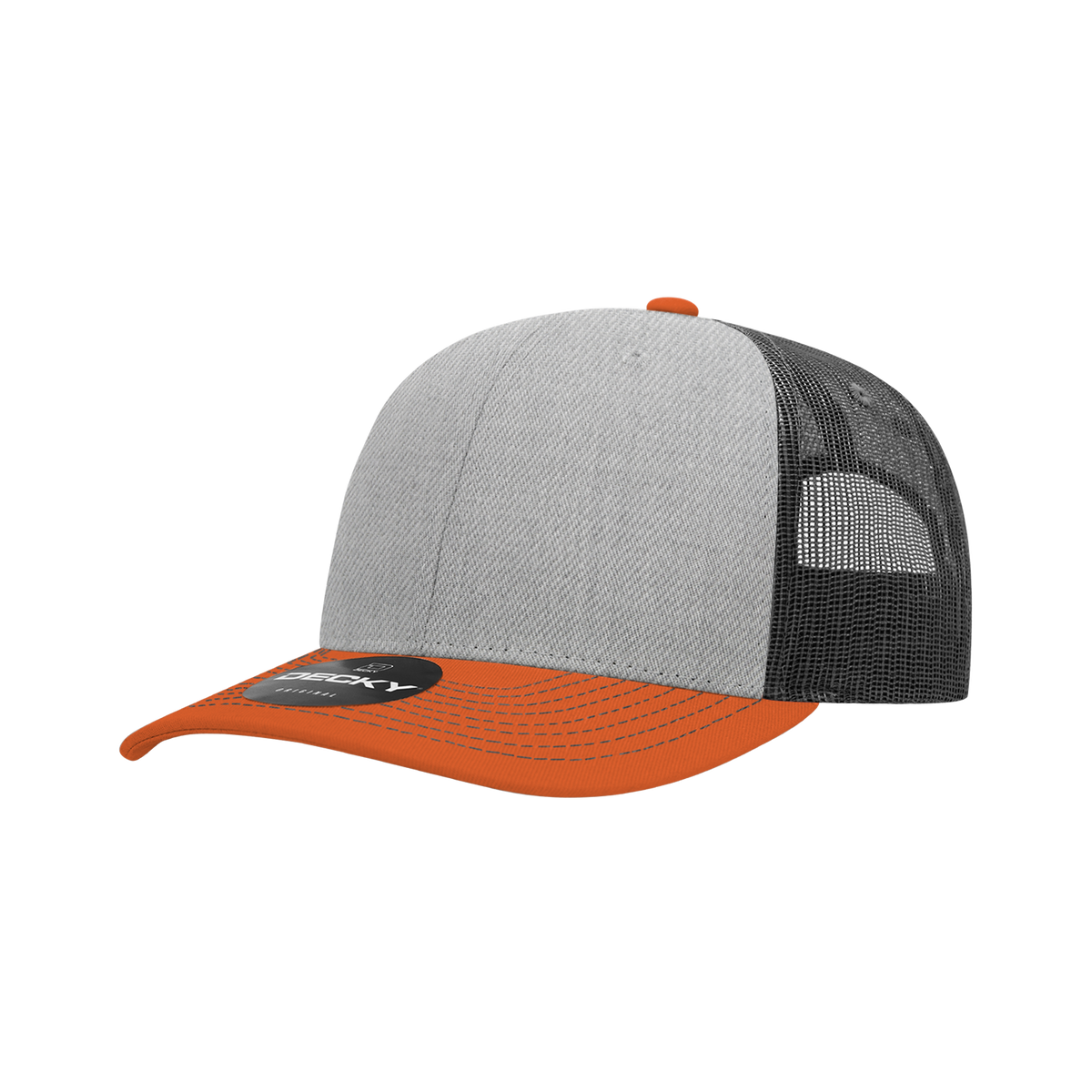Decky 6031 6 Panel Mid Profile Structured Contra-Stitch Trucker - Bor/Hgy/Cha