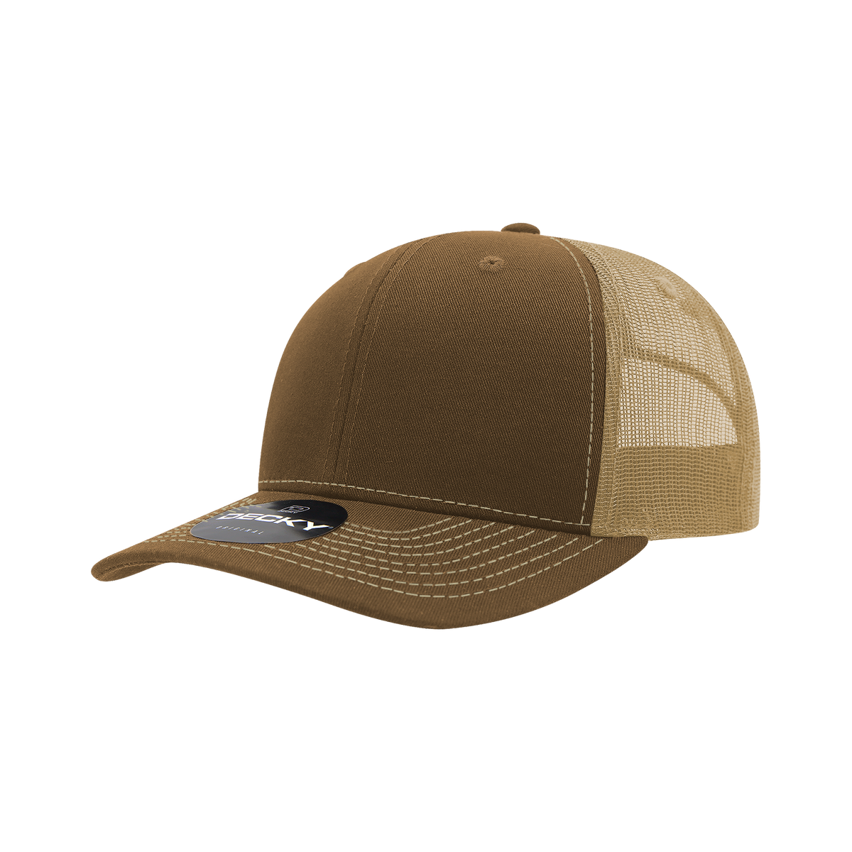 Decky 6031 6 Panel Mid Profile Structured Contra-Stitch Trucker - Brn/Kha