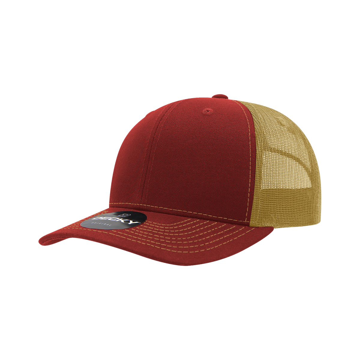 Decky 6031 6 Panel Mid Profile Structured Contra-Stitch Trucker - Car/Gld