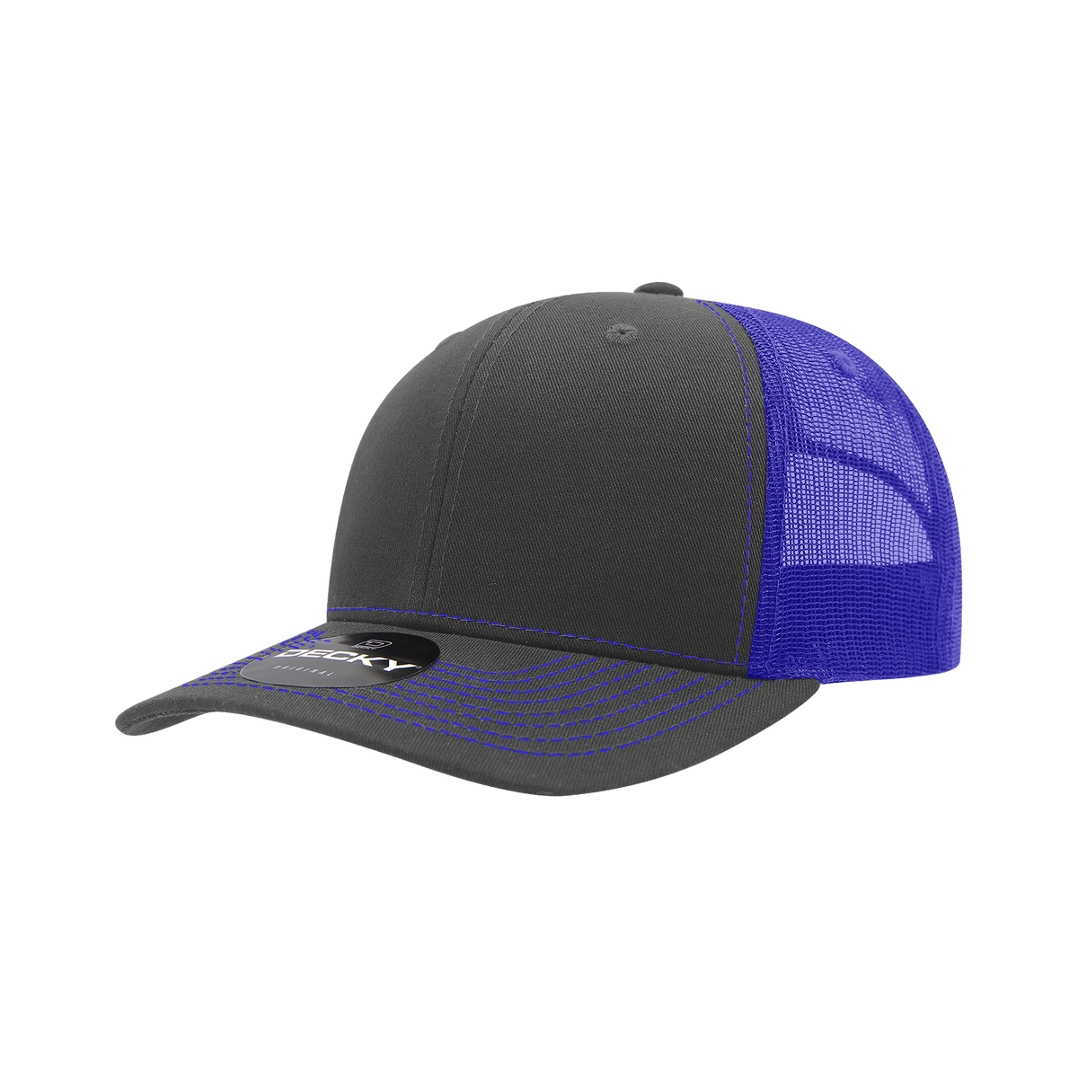 Decky 6031 6 Panel Mid Profile Structured Contra-Stitch Trucker - Cha/Ryl
