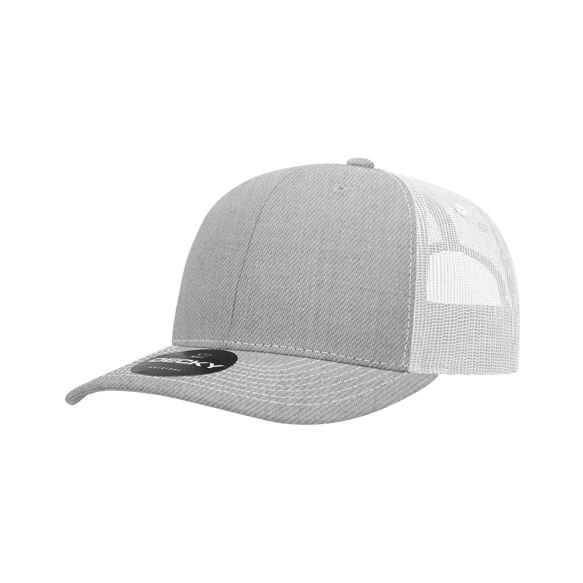 Decky 6031 6 Panel Mid Profile Structured Contra-Stitch Trucker - Hgy/Wht