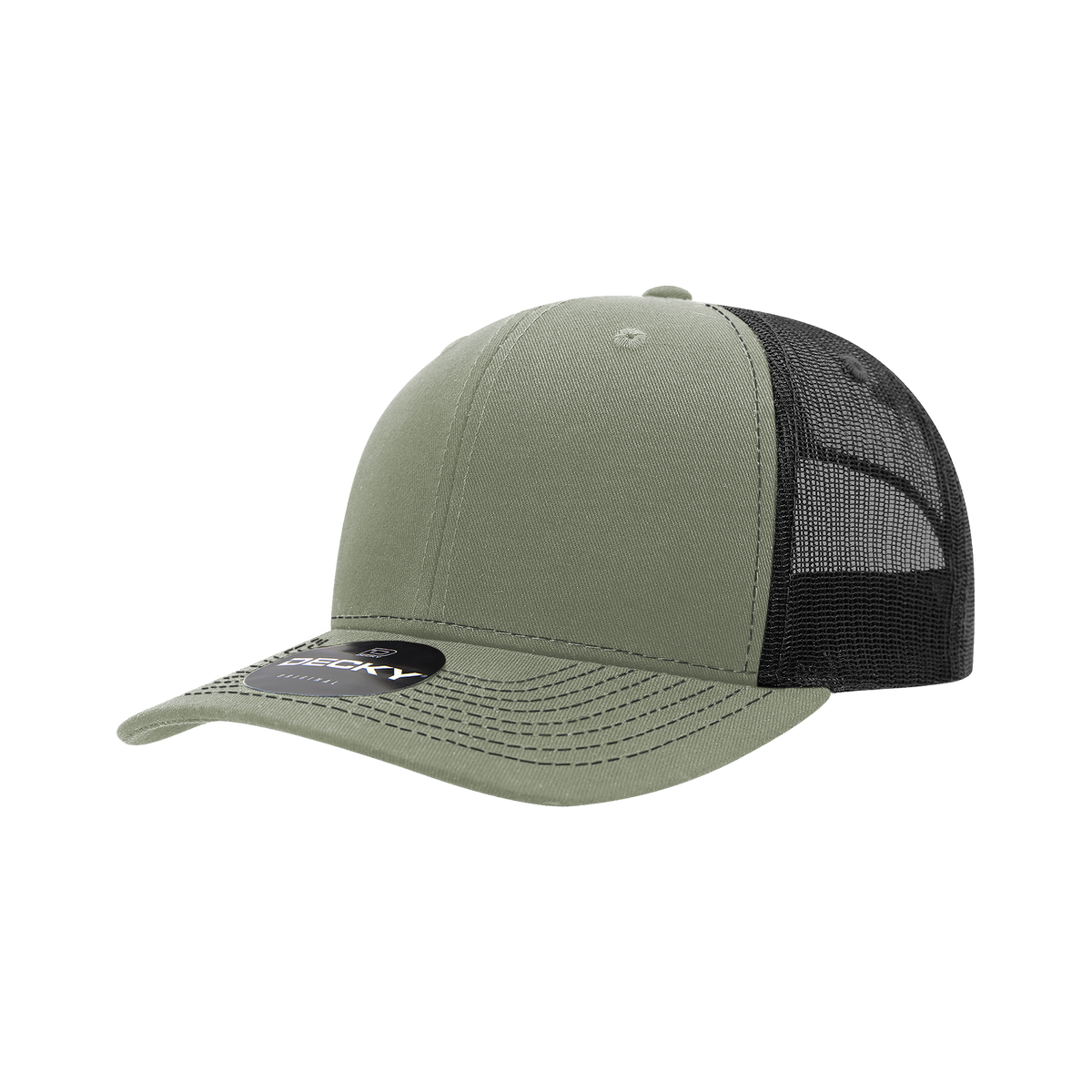 Decky 6031 6 Panel Mid Profile Structured Contra-Stitch Trucker - Lod/Blk