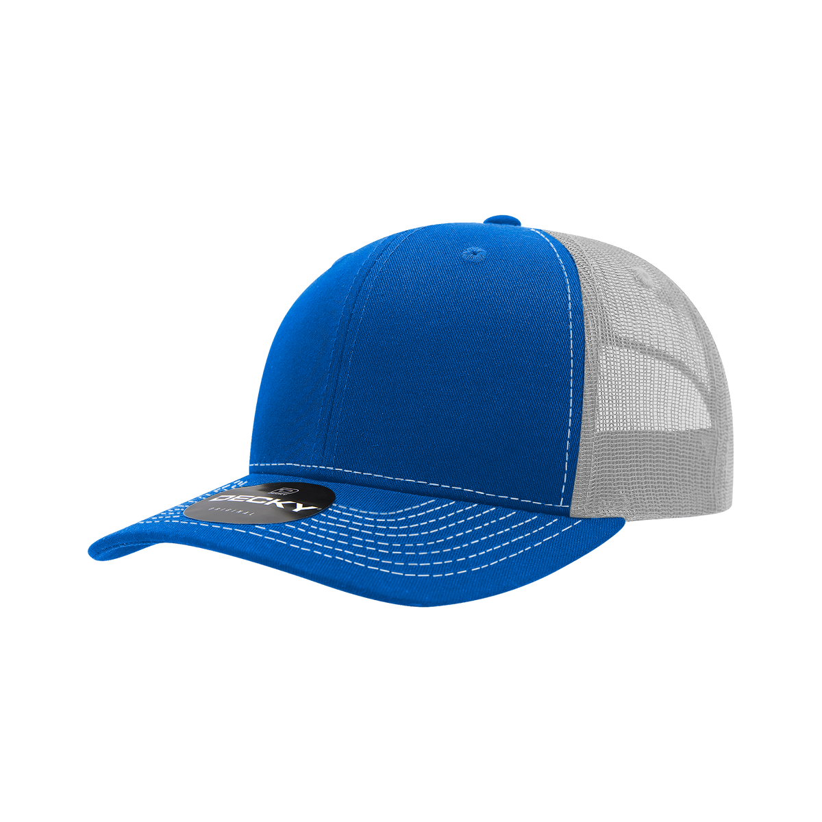 Decky 6031 6 Panel Mid Profile Structured Contra-Stitch Trucker - Ryl/Wht
