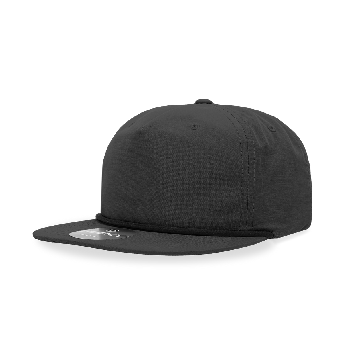 Decky 6032 5 Panel Half Dome Profile Relaxed Cotton Blend Rope Hat - Black