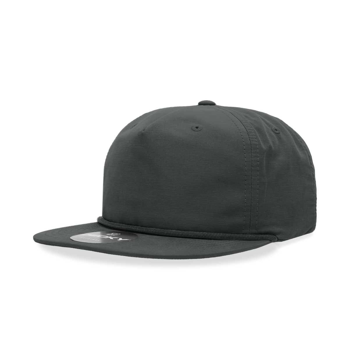 Decky 6032 5 Panel Half Dome Profile Relaxed Cotton Blend Rope Hat - Charcoal