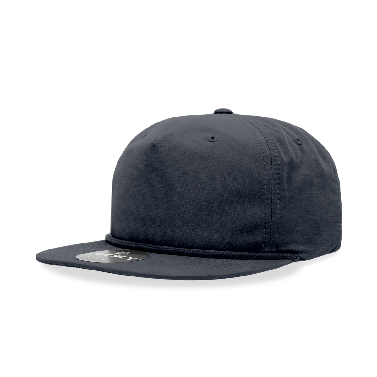 Decky 6032 5 Panel Half Dome Profile Relaxed Cotton Blend Rope Hat - Navy