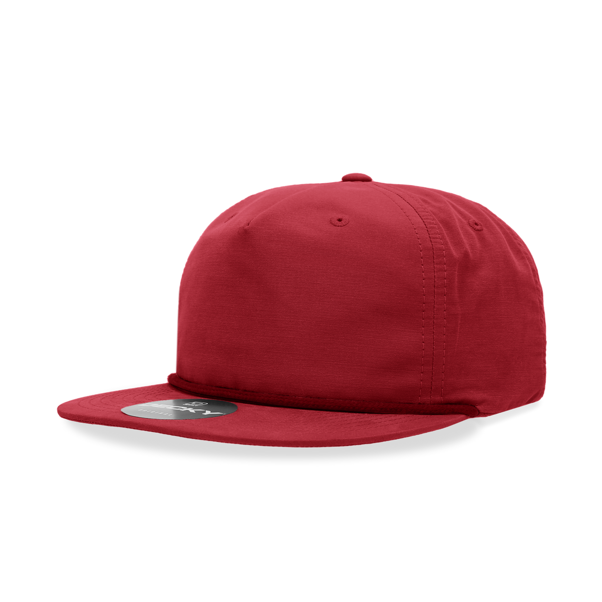 Decky 6032 5 Panel Half Dome Profile Relaxed Cotton Blend Rope Hat - Red