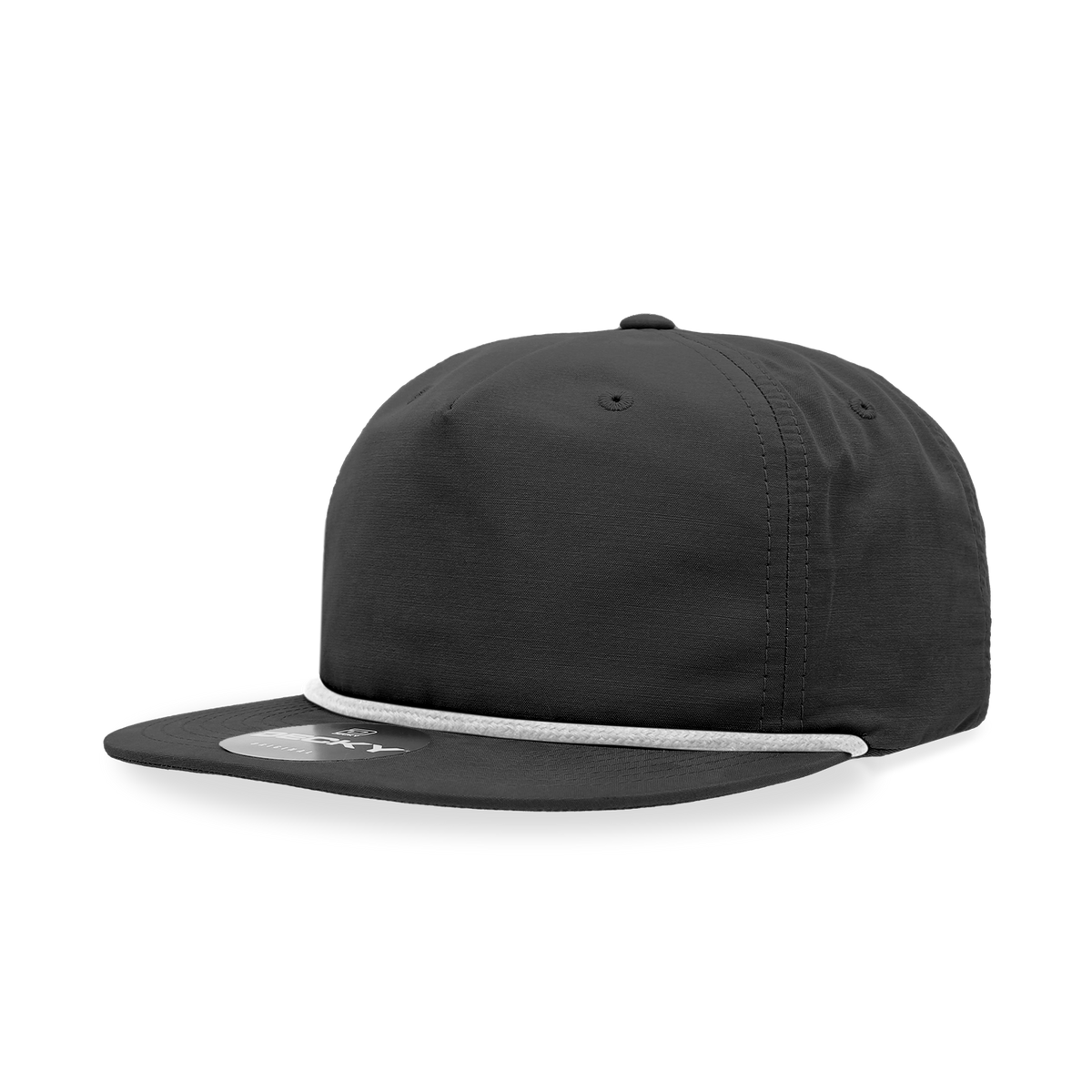 Decky 6032 5 Panel Half Dome Profile Relaxed Cotton Blend Rope Hat - Black/White
