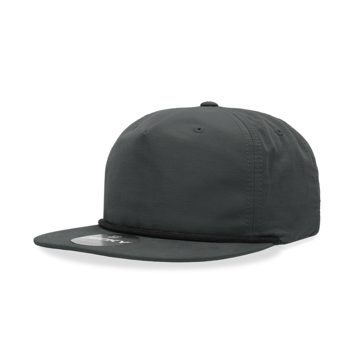 Decky 6032 5 Panel Half Dome Profile Relaxed Cotton Blend Rope Hat - Charcoal/Black