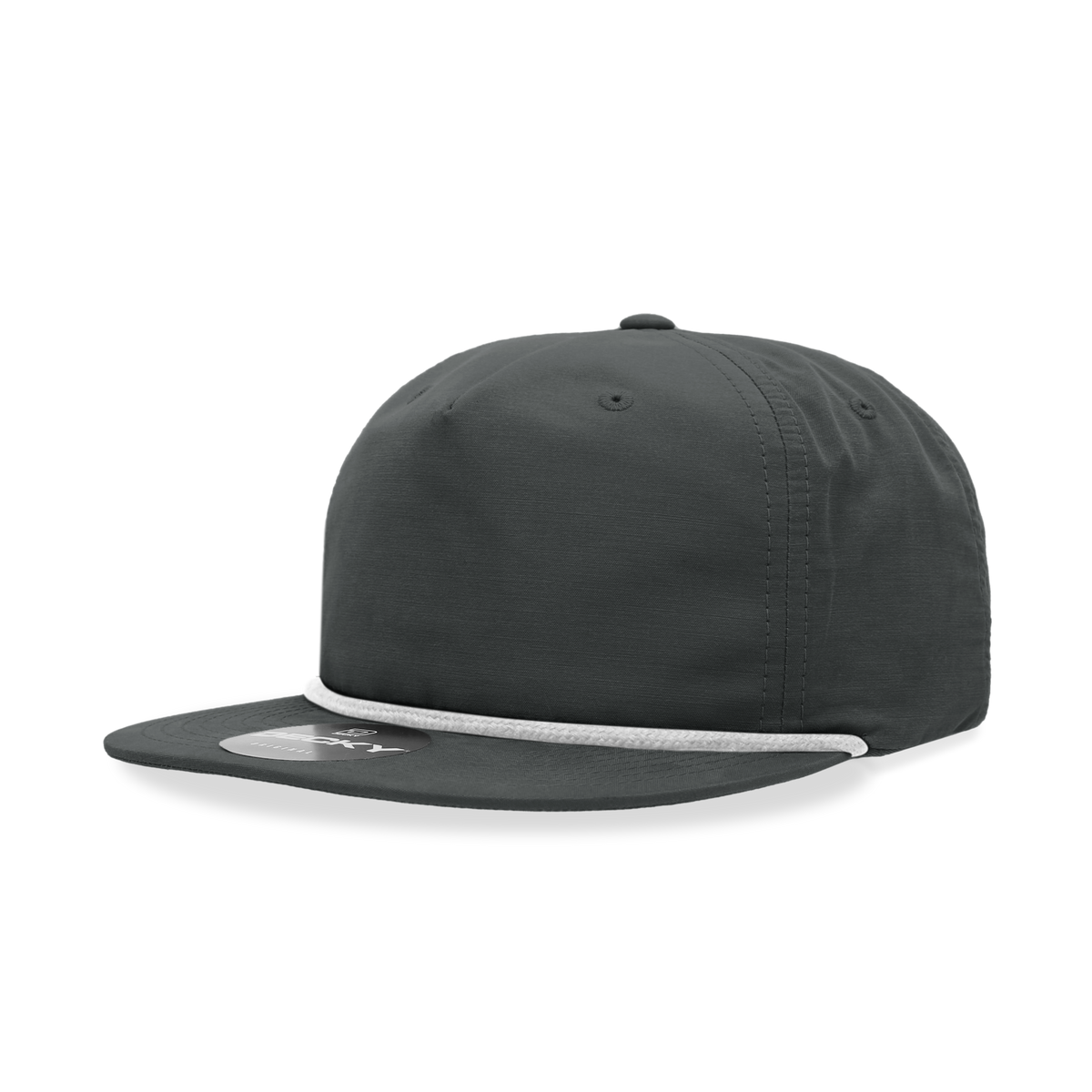 Decky 6032 5 Panel Half Dome Profile Relaxed Cotton Blend Rope Hat - Charcoal/White