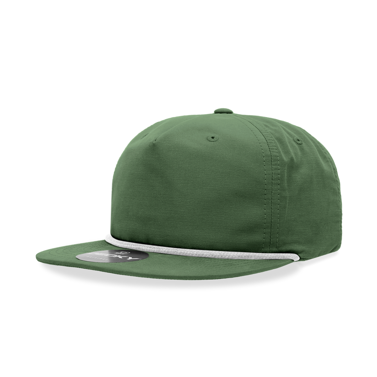 Decky 6032 5 Panel Half Dome Profile Relaxed Cotton Blend Rope Hat - Forest/White