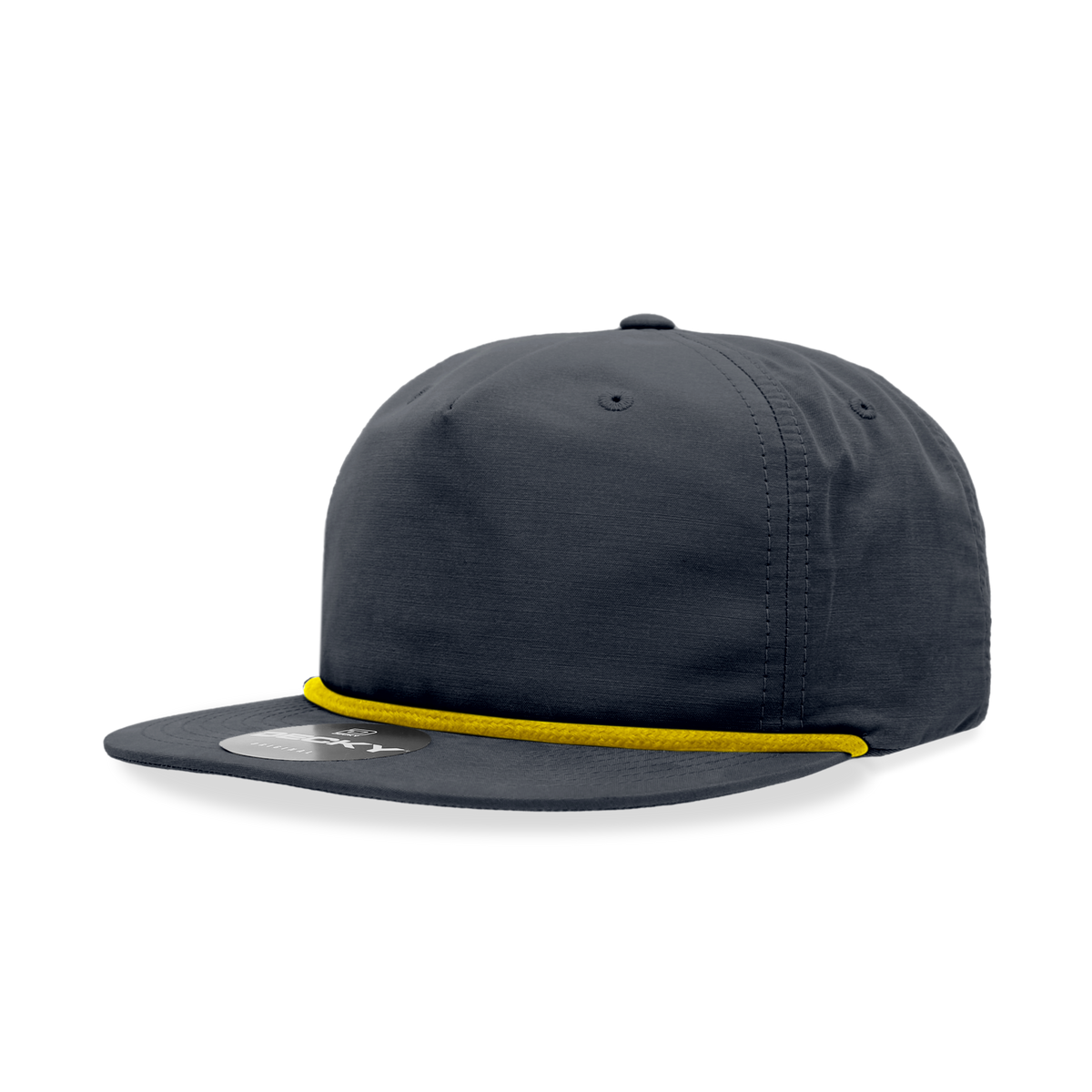 Decky 6032 5 Panel Half Dome Profile Relaxed Cotton Blend Rope Hat - Navy/Gold
