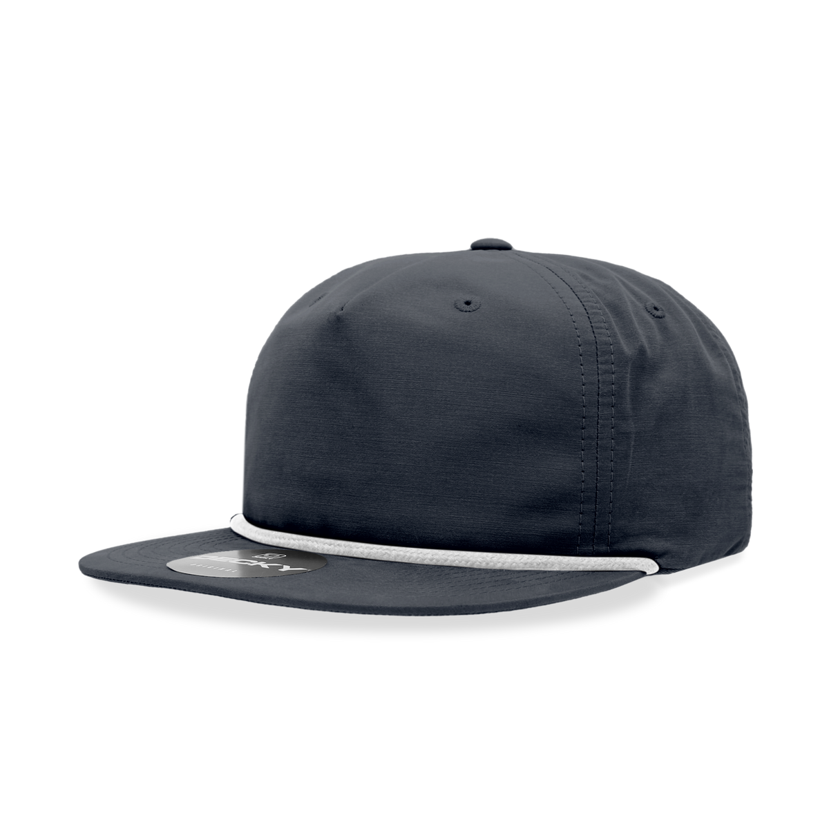 Decky 6032 5 Panel Half Dome Profile Relaxed Cotton Blend Rope Hat - Navy/White