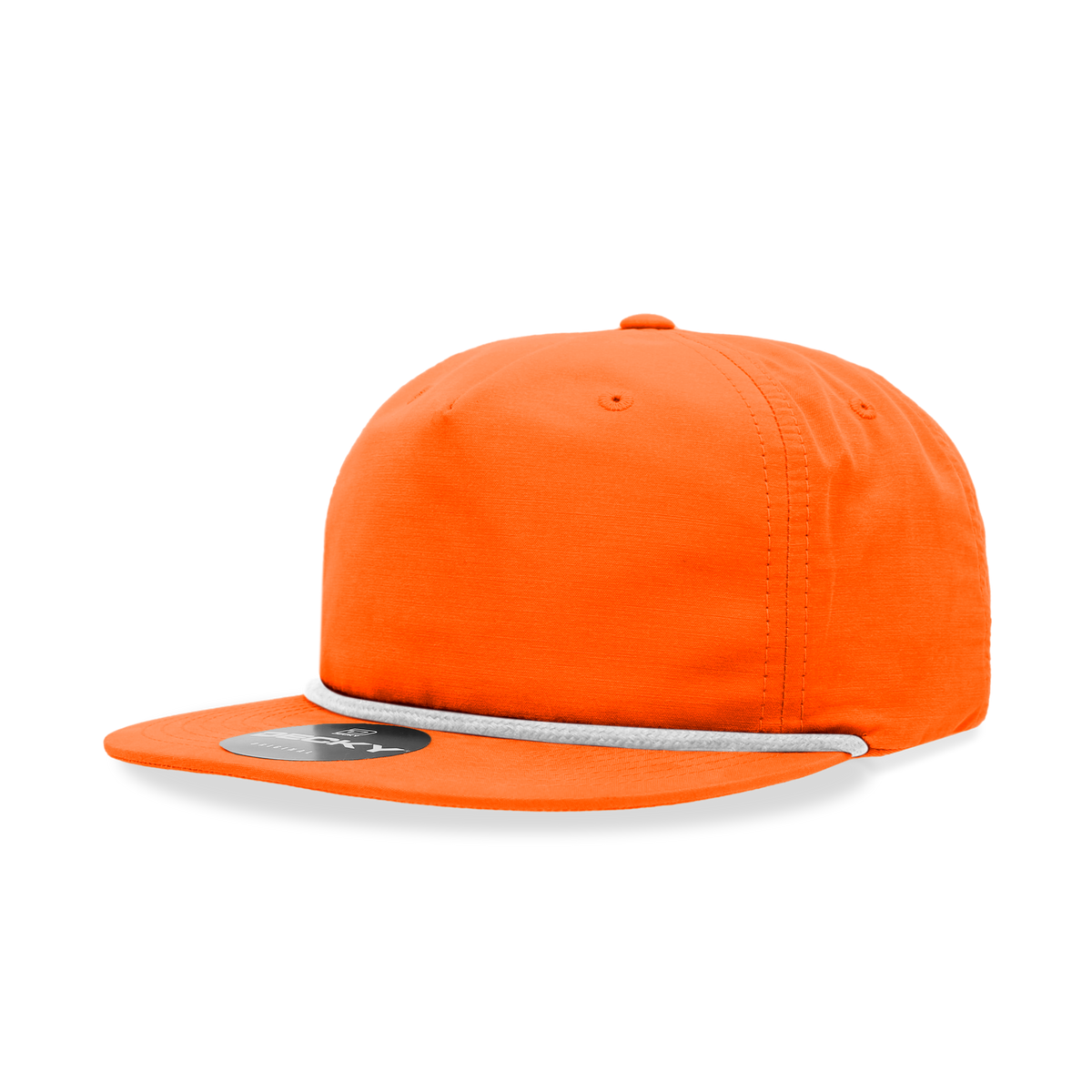 Decky 6032 5 Panel Half Dome Profile Relaxed Cotton Blend Rope Hat - Orange/White