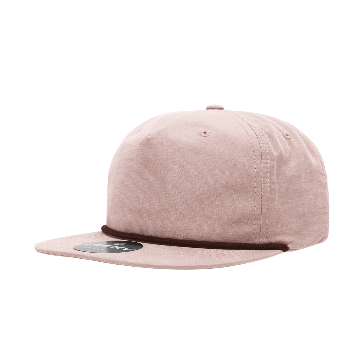 Decky 6032 5 Panel Half Dome Profile Relaxed Cotton Blend Rope Hat - Peach/Maroon