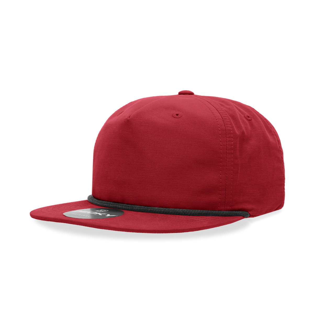 Decky 6032 5 Panel Half Dome Profile Relaxed Cotton Blend Rope Hat - Red/Black