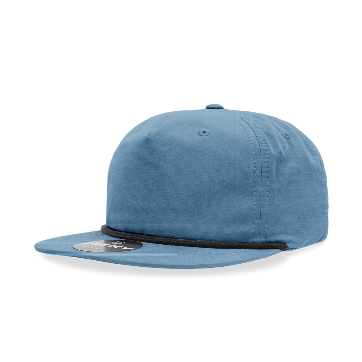Decky 6032 5 Panel Half Dome Profile Relaxed Cotton Blend Rope Hat - Sky/Black