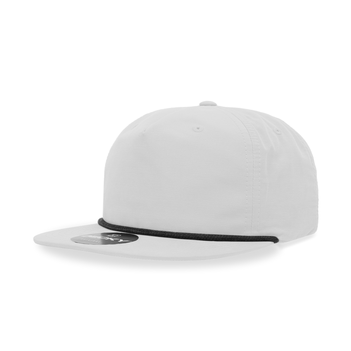 Decky 6032 5 Panel Half Dome Profile Relaxed Cotton Blend Rope Hat - White/Black