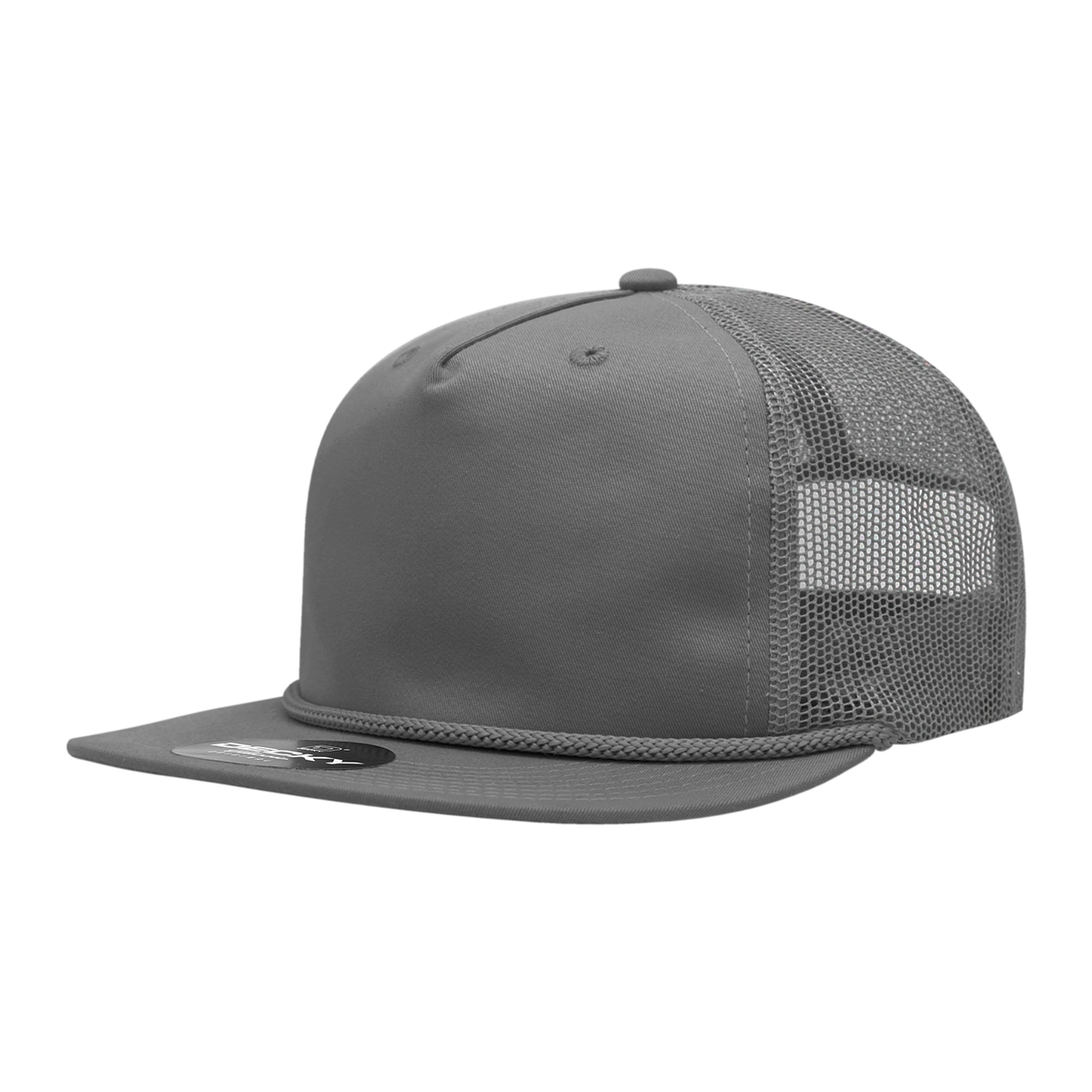 Decky 6041 5 Panel Half Dome Profile Relaxed Cotton Blend Trucker w/Rope - Charcoal