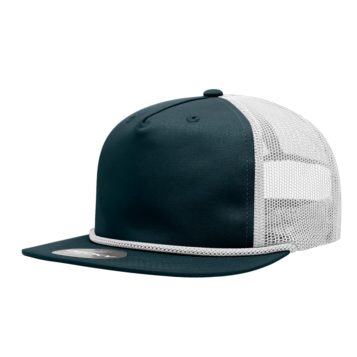 Decky 6041 5 Panel Half Dome Profile Relaxed Cotton Blend Trucker w/Rope - Navy/White
