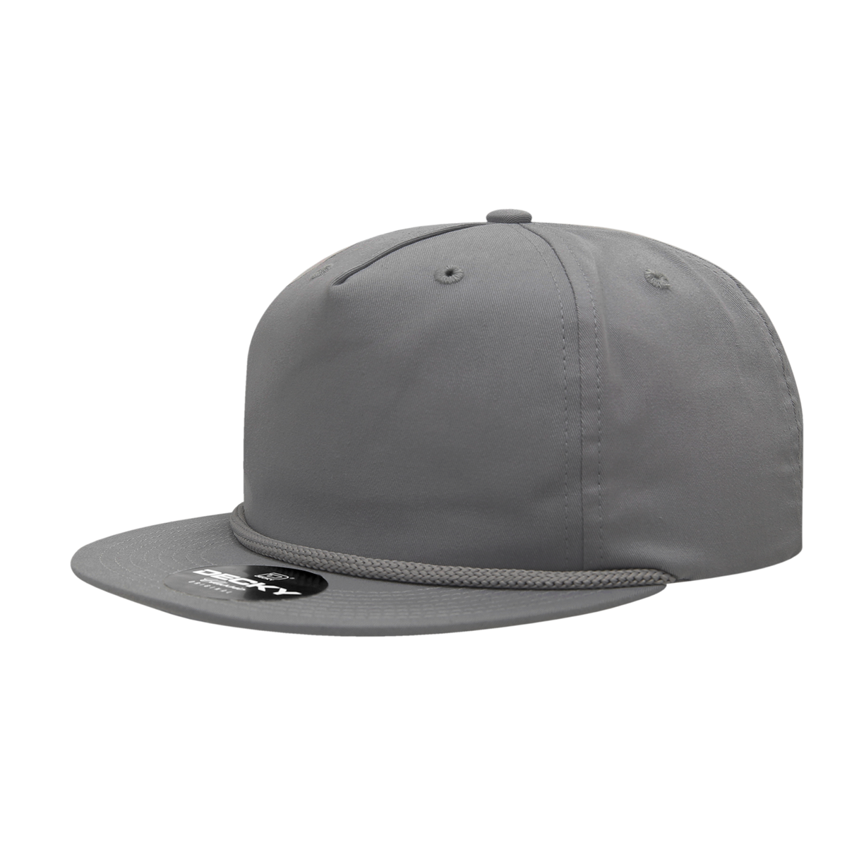 Decky 6042 5 Panel Half Dome Profile Relaxed Cotton Blend Rope Hat - Grey