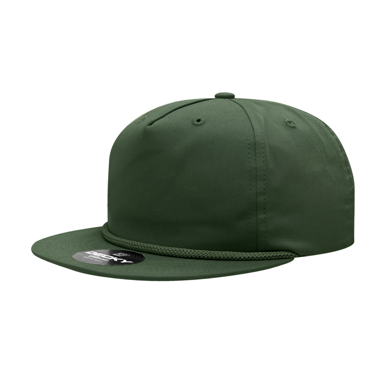 Decky 6042 5 Panel Half Dome Profile Relaxed Cotton Blend Rope Hat - Olive