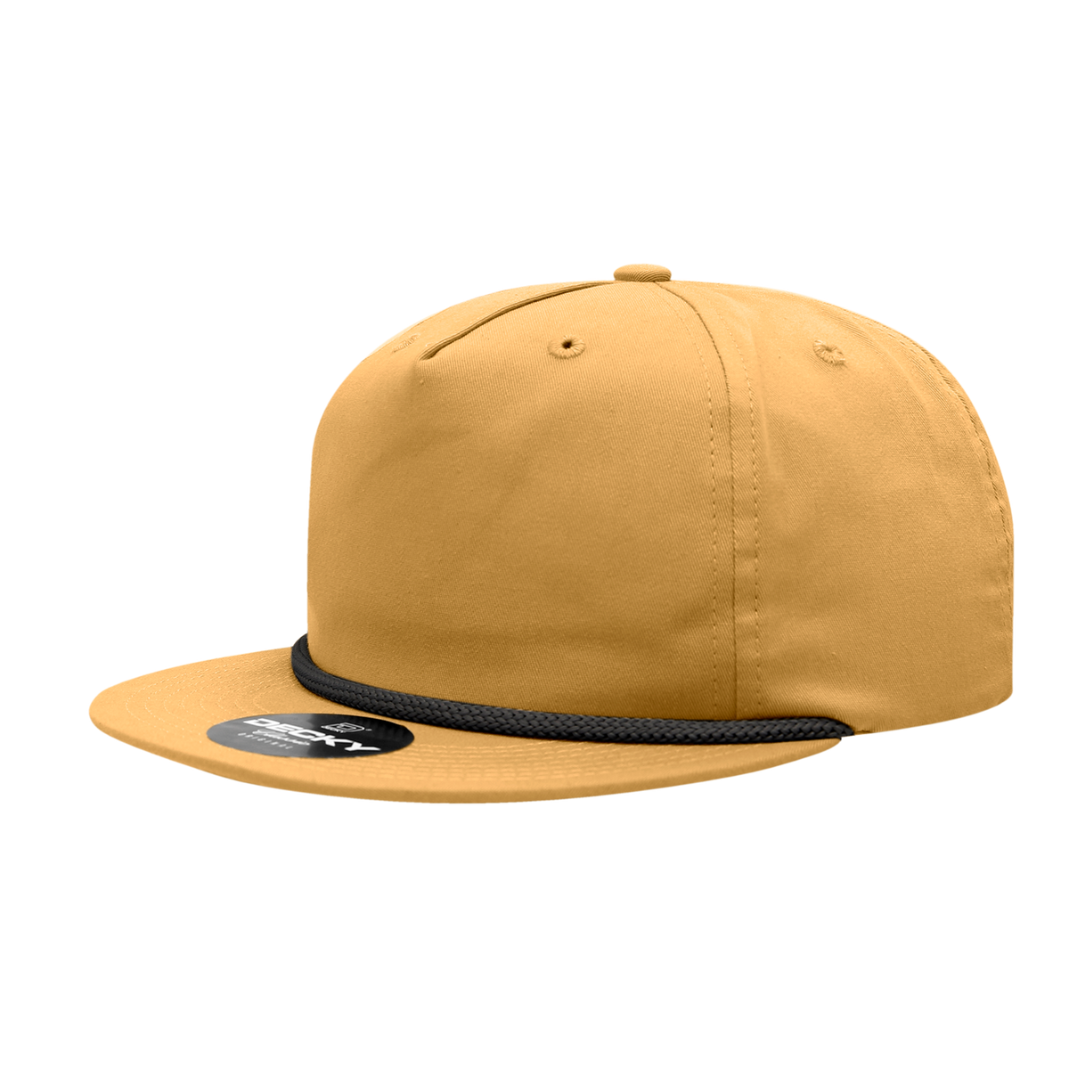 Decky 6042 5 Panel Half Dome Profile Relaxed Cotton Blend Rope Hat - Biscuit/Black