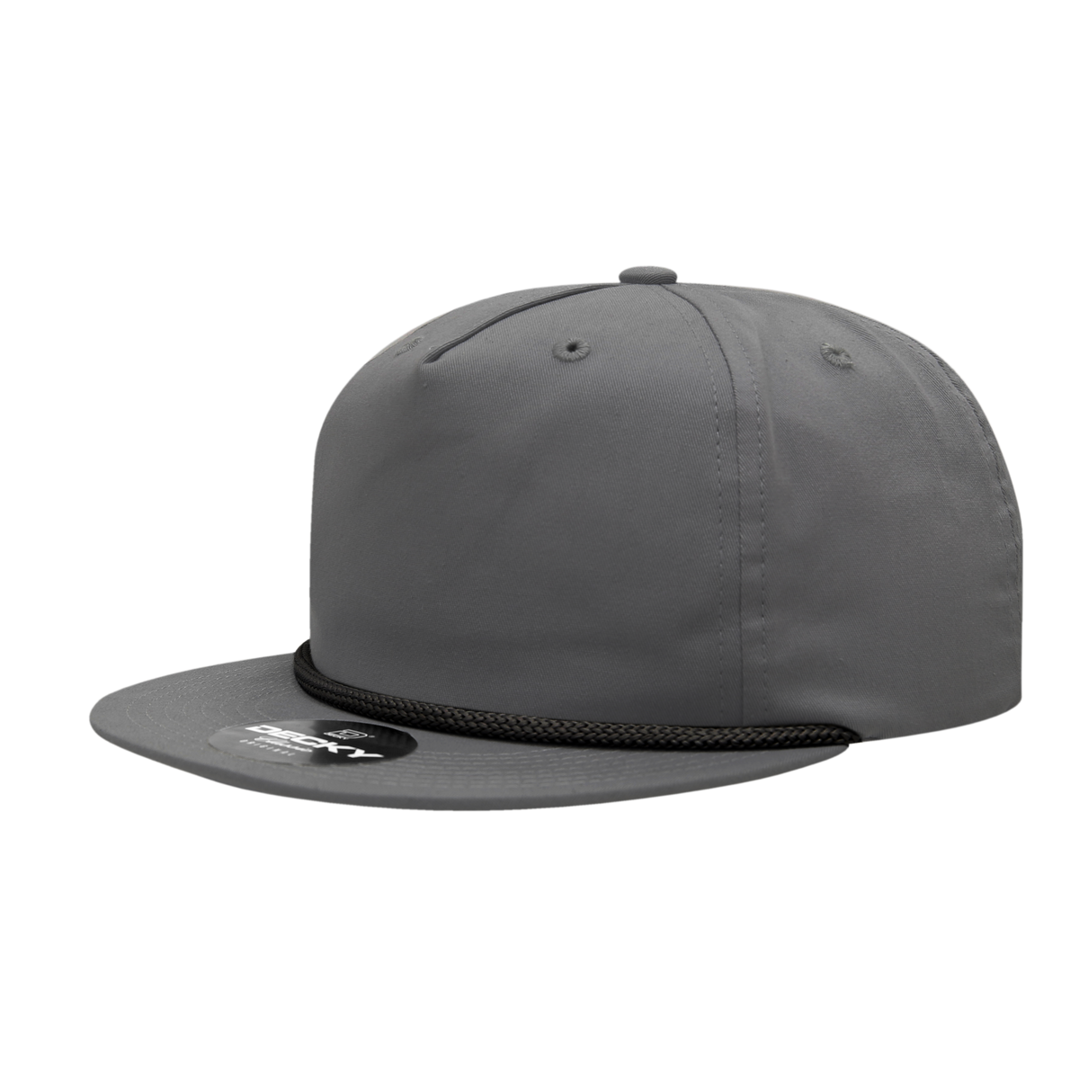 Decky 6042 5 Panel Half Dome Profile Relaxed Cotton Blend Rope Hat - Black Rope