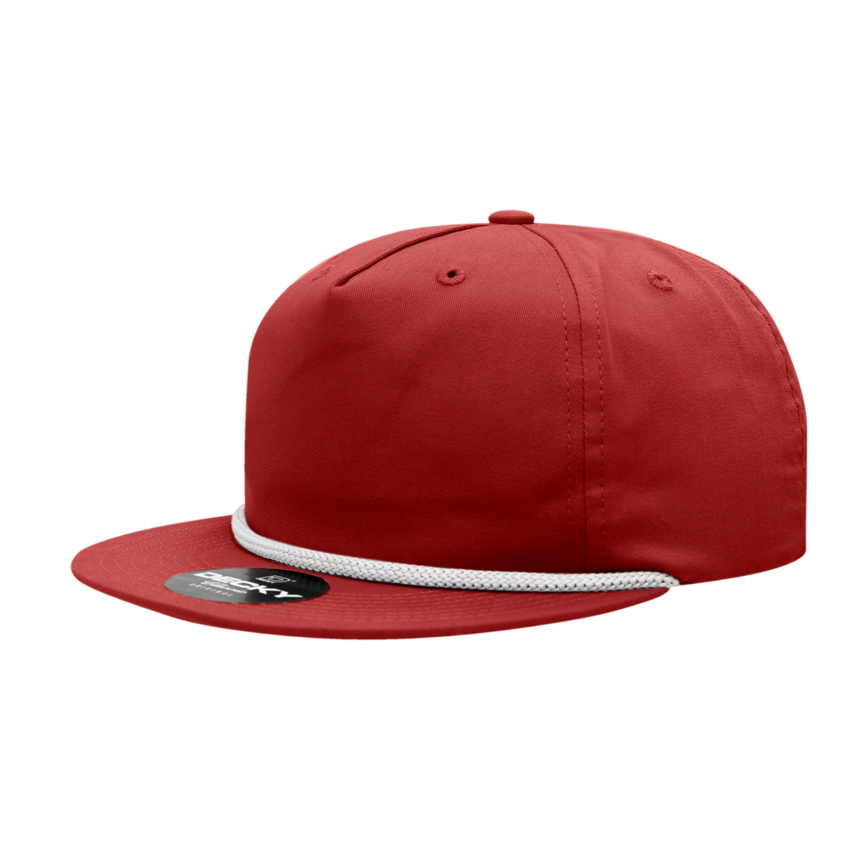 Decky 6042 5 Panel Half Dome Profile Relaxed Cotton Blend Rope Hat - Red/White
