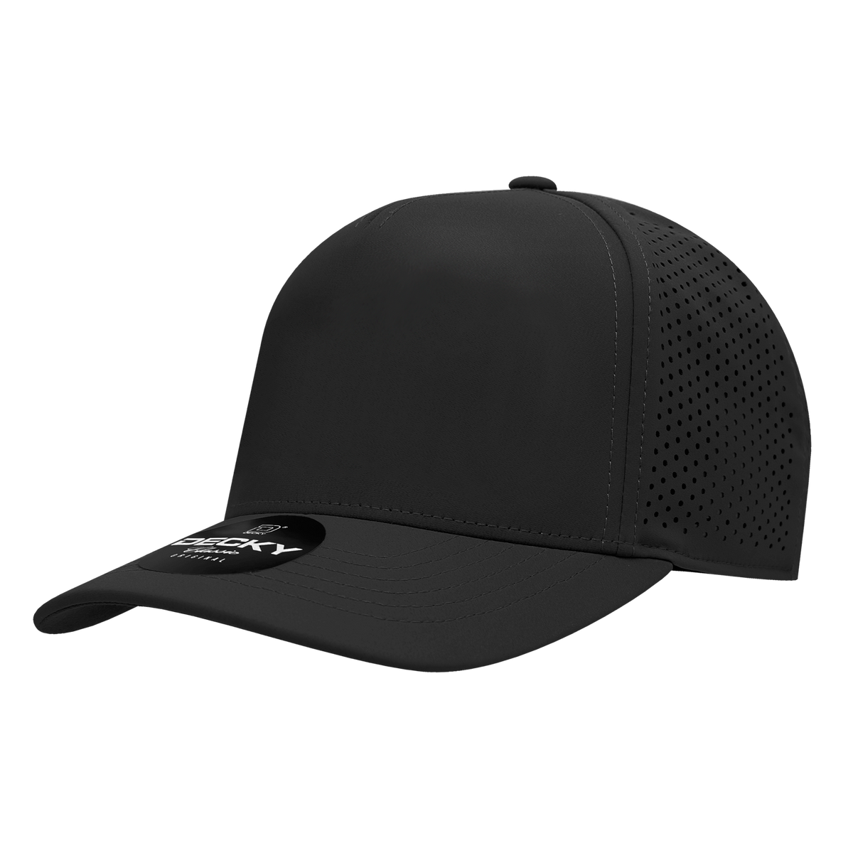 Decky 6045 5 Panel High Profile Structured Perforated Performance Cap - Black