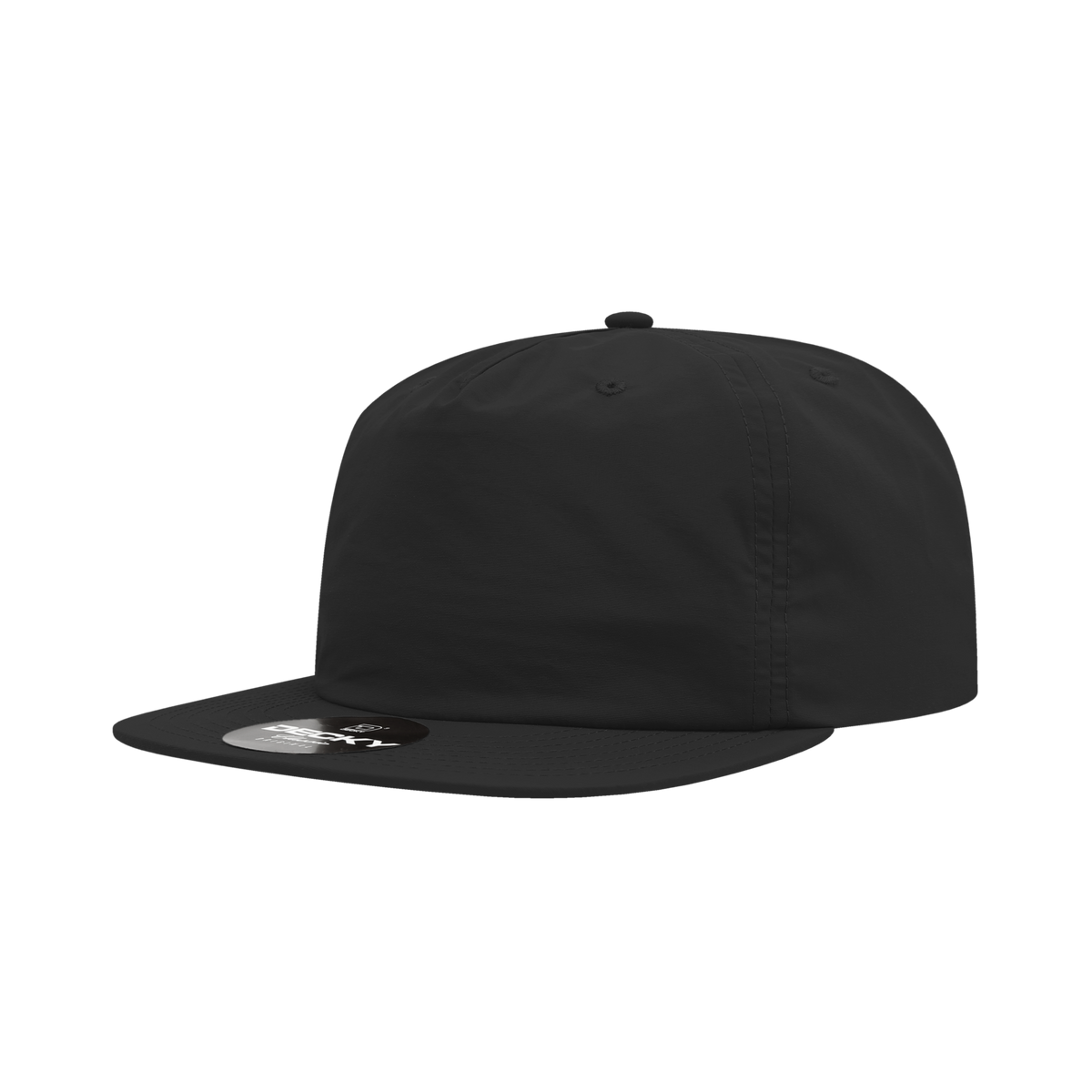 Decky 6050 5 Panel Half Dome Profile Relaxed Nylon Surf Hat - Black