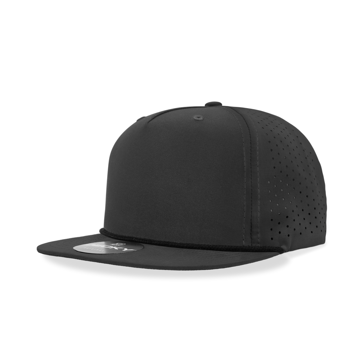 Decky 6226 5 Panel Half Dome Profile Relaxed Perforated Performance Rope Hat - Black