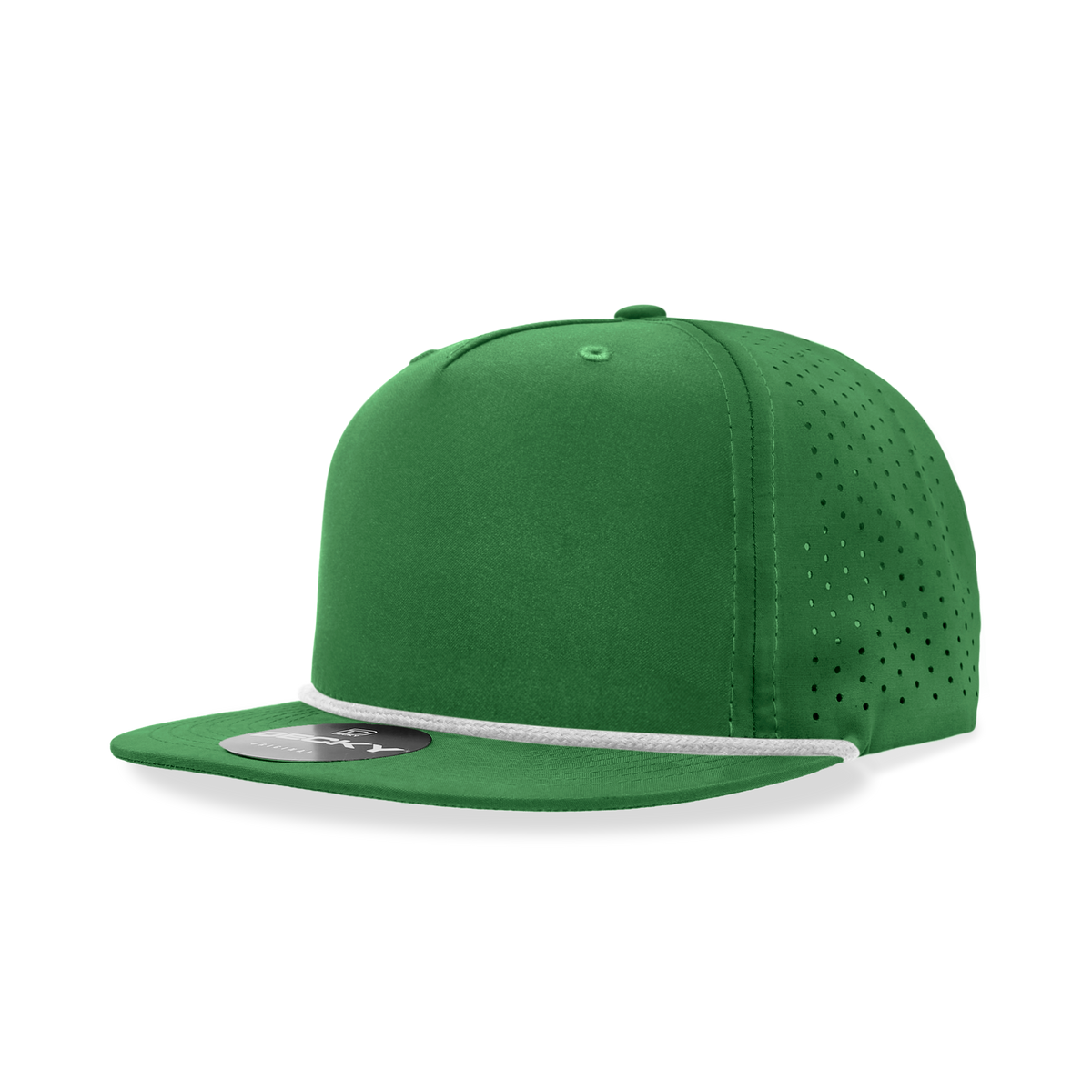 Decky 6226 5 Panel Half Dome Profile Relaxed Perforated Performance Rope Hat - Forest/White