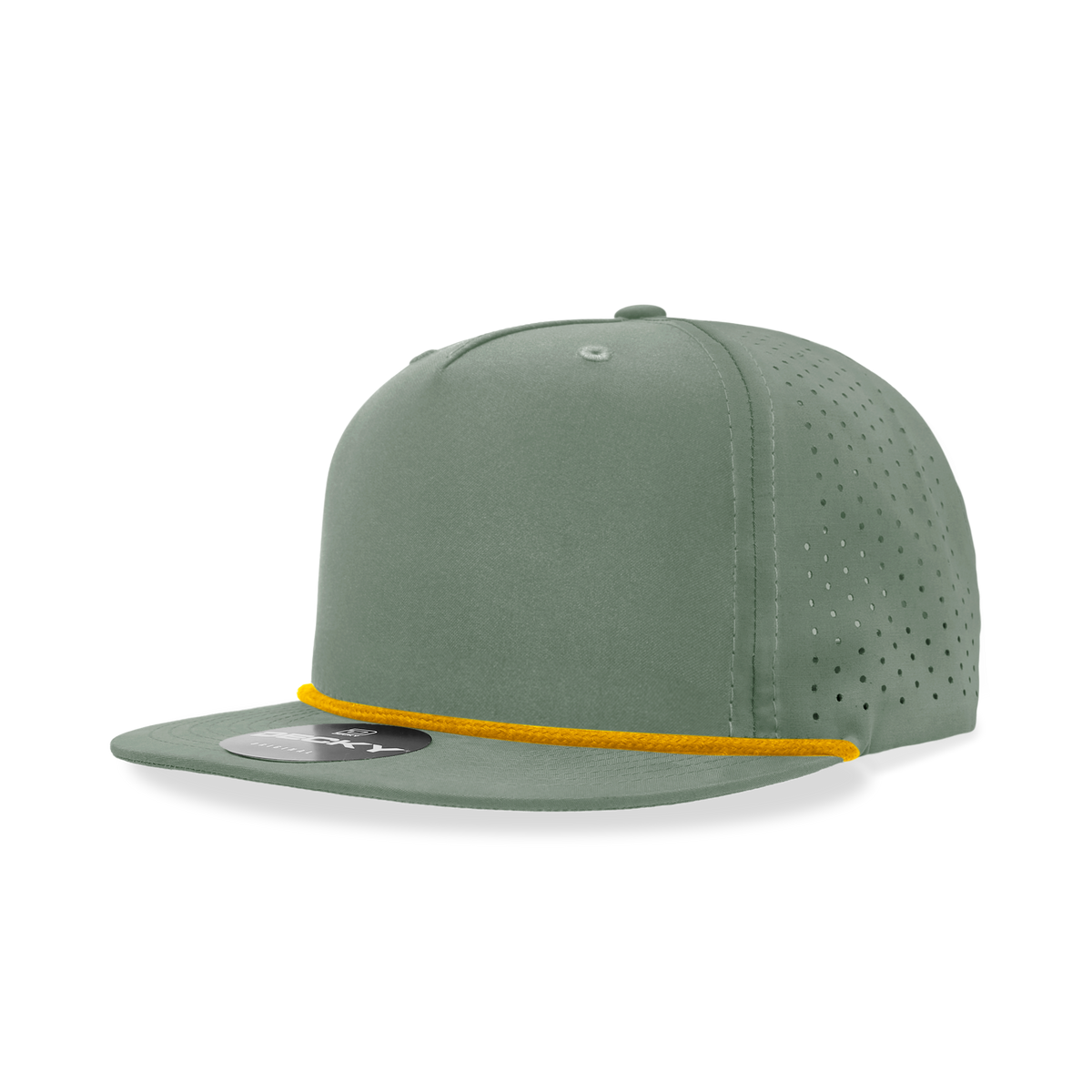 Decky 6226 5 Panel Half Dome Profile Relaxed Perforated Performance Rope Hat - Loden/Amber