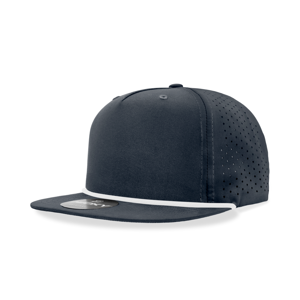Decky 6226 5 Panel Half Dome Profile Relaxed Perforated Performance Rope Hat - Navy/White