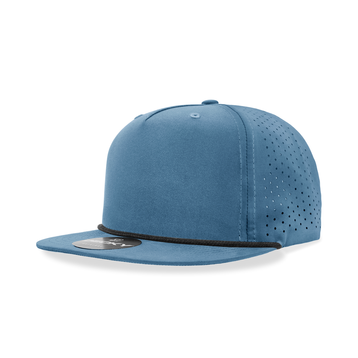 Decky 6226 5 Panel Half Dome Profile Relaxed Perforated Performance Rope Hat - Sky/Black