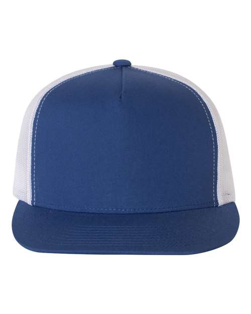 YP Classics Classic Five-Panel Trucker Cap - Royal/ White
