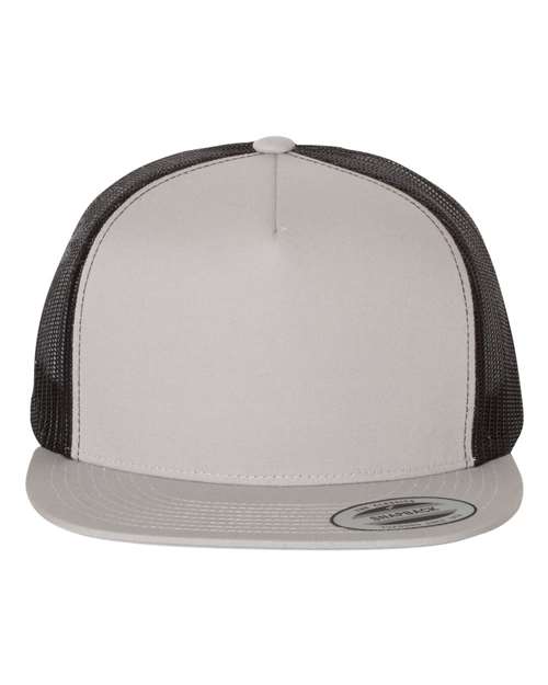 YP Classics Classic Five-Panel Trucker Cap - Silver/ Black
