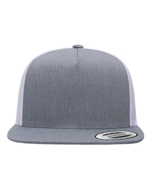 YP Classics Classic Five-Panel Trucker Cap - Heather/ White